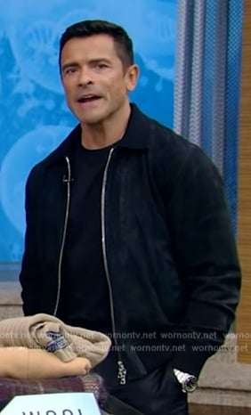 Mark's blue suede jacket on Live with Kelly and Mark