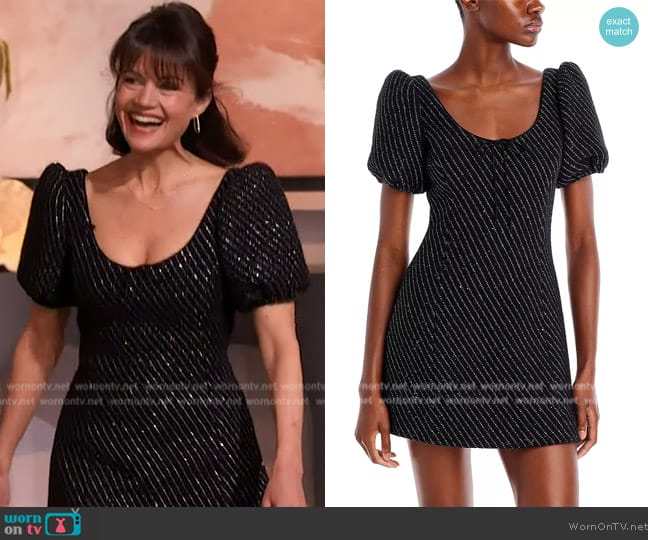 Markarian Esther Sequin Puff Sleeve Dress worn by Carla Gugino on The Drew Barrymore Show