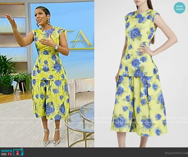 Marni Floral Print Top with Zig-Zag Seam Detail worn by Tamron Hall on Tamron Hall Show