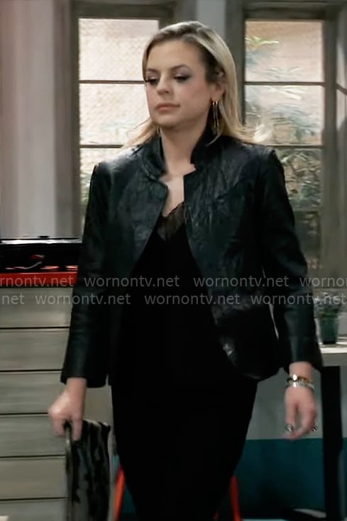 Maxie's crinkled leather jacket on General Hospital