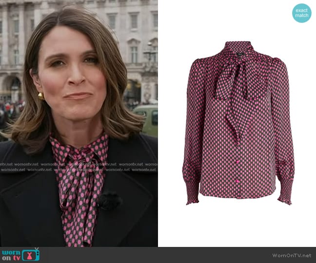 Me + Em Silk Polka-Dot Blouse worn by Molly Hunter on Today