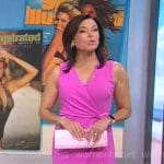 Meg Oliver’s pink sleeveless twist front dress on CBS Mornings