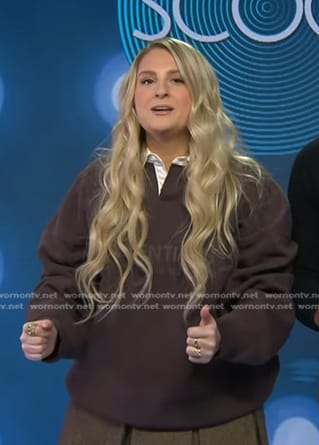 Meghan Trainor's brown rugby sweatshirt on Today