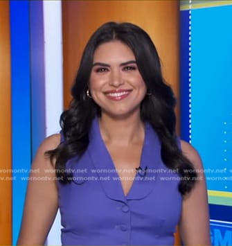 Melissa Adan’s purple collared vest on Good Morning America