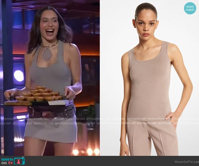 Michael Kors Collection Bette Cashmere Scoopneck Tank worn by Daniela Melchior on The Kelly Clarkson Show