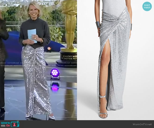 Michael Kors Collection Hand-Embroidered Sequin Stretch Jersey Pareo Skirt worn by Dr. Jennifer Ashton on Good Morning America