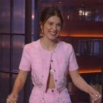 Millie Bobby Brown’s pink embellished denim jacket on The Kelly Clarkson Show