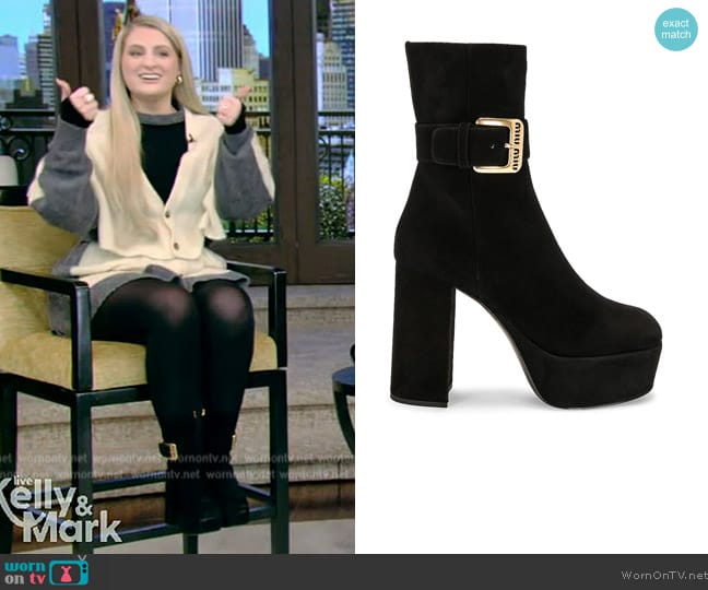 Miu Miu Platform Ankle Boot worn by Meghan Trainor on Live with Kelly and Mark