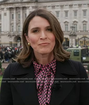 Molly Hunter's pink polka dot tie neck blouse on Today