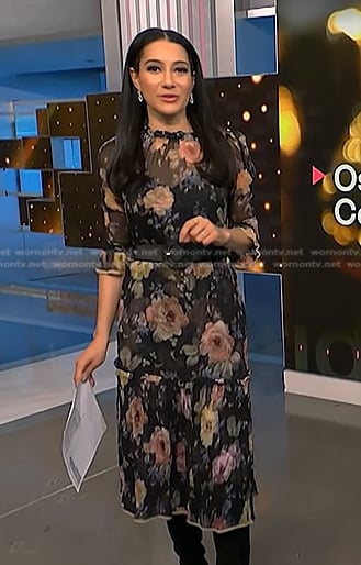 Morgan's black floral chiffon dress on NBC News Daily