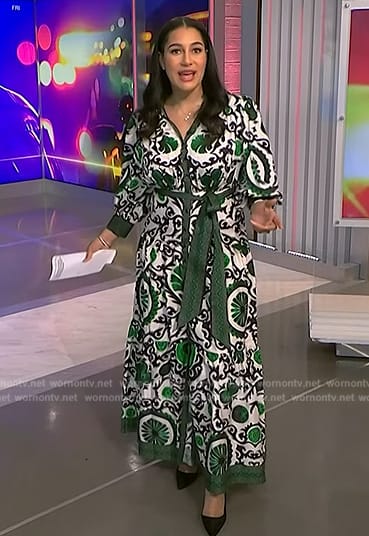 Morgan’s green floral print shirtdress on NBC News Daily