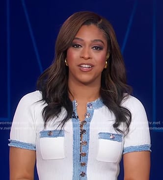 Morgan's white contrast denim trim dress on Good Morning America