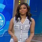 Morgan’s white striped sleeveless knit dress on Good Morning America