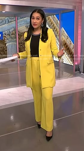 Morgan's yellow jacket and pants on NBC News Daily