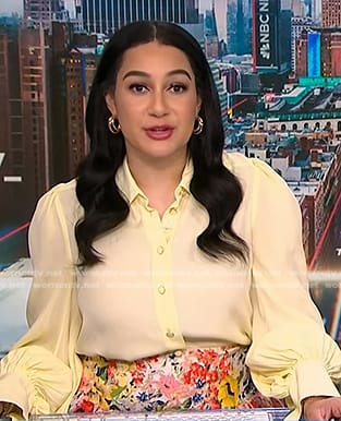 Morgan’s yellow blouse on NBC News Daily