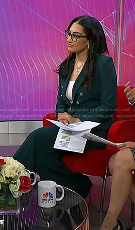 Morgan's green blazer and pants on NBC News Daily