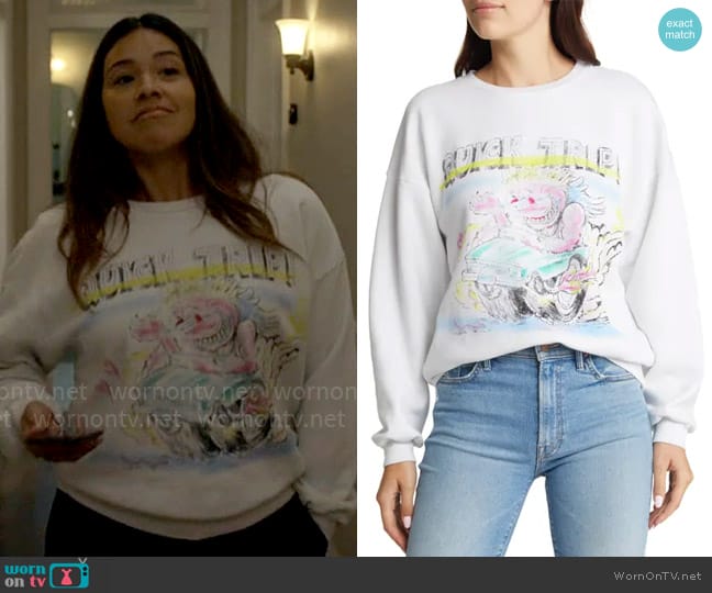 Mother The Drop Square Stargazer Cotton Graphic Sweatshirt worn by Nell Serrano (Gina Rodriguez) on Not Dead Yet