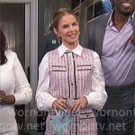 Natalie’s pink tweed button front dress on The Talk