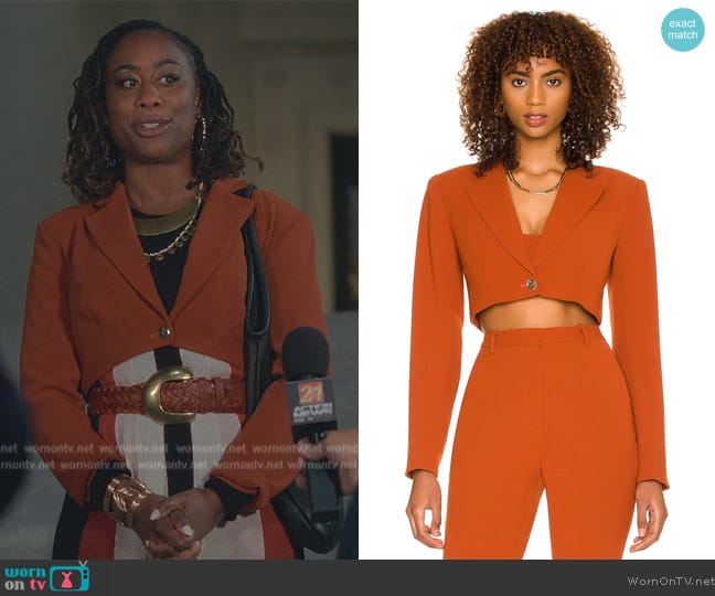 Malika’s orange cropped blazer on Good Trouble