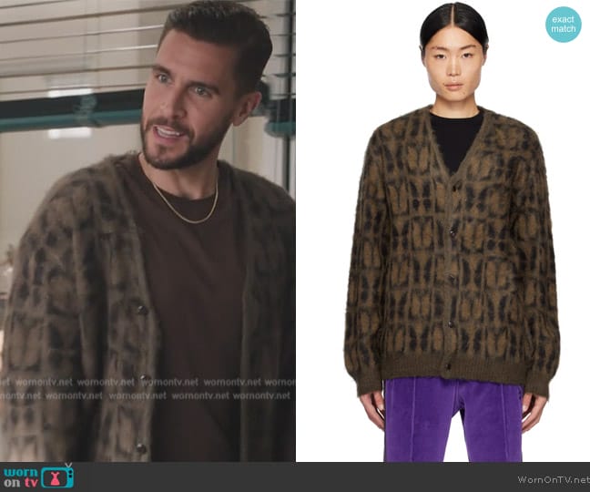 Needles Khaki Papillon Cardigan worn by Josh Segarra (Josh Segarra) on Abbott Elementary