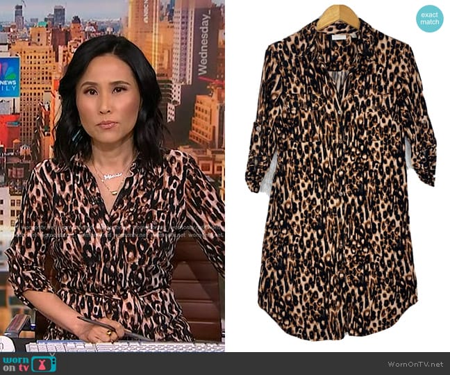 New York & Company Cheetah Print Shirt Dress worn by Vicky Nguyen on NBC News Daily