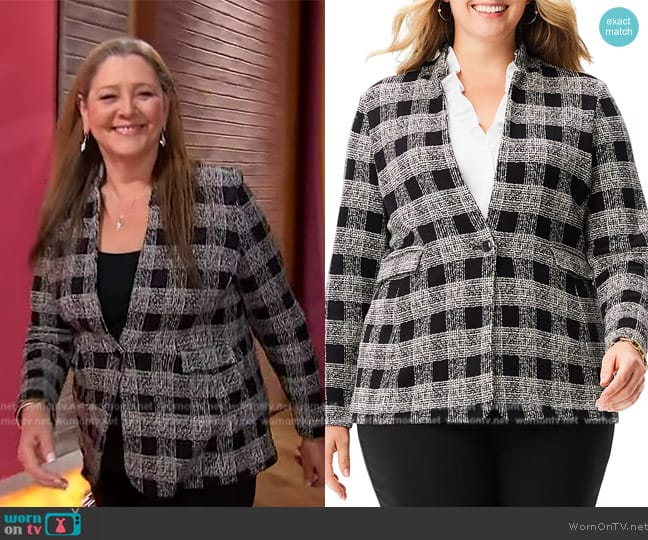 Nic + Zoe Perfectly Plaid Knit Blazer worn by Camryn Manheim on Sherri