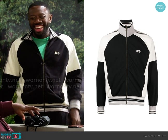 Nicholas Daley Logo-appliqué colour-block jacket worn by Malcom (Sheaun McKinney) on The Neighborhood