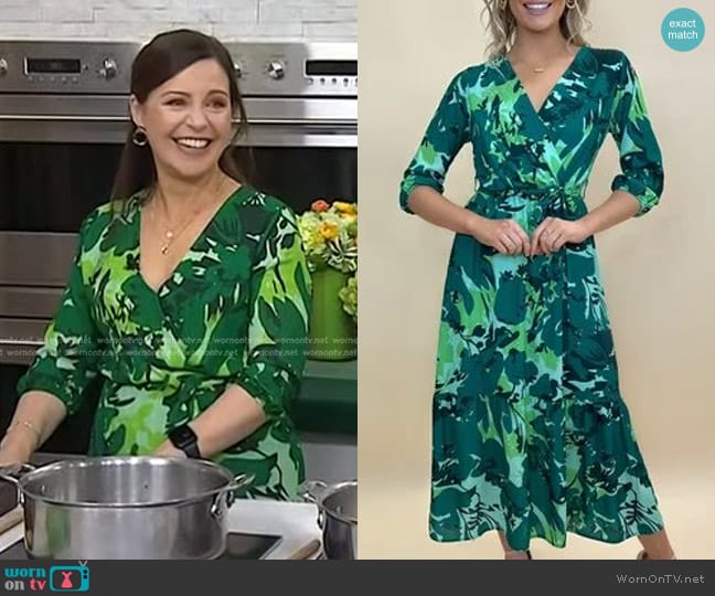 Nicola Ross Print Wrap Midi Dress worn by Catherine Fulvio on Today