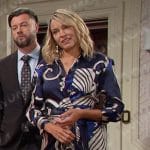 Nicole’s blue printed wrap dress on Days of our Lives