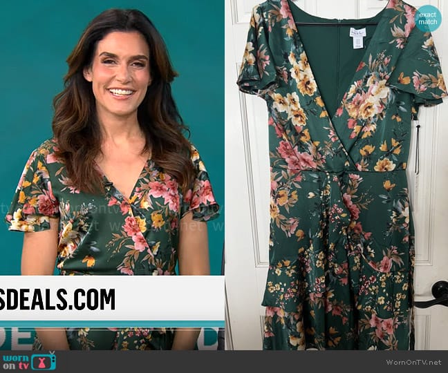 Nicole Miller Floral Ruffle Dress worn by Adriane Kiss on CBS Mornings