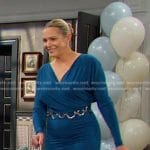 Nicole's teal blue surplice dress on Days of our Lives