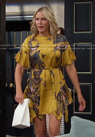 Nicole’s yellow butterfly print dress on Days of our Lives