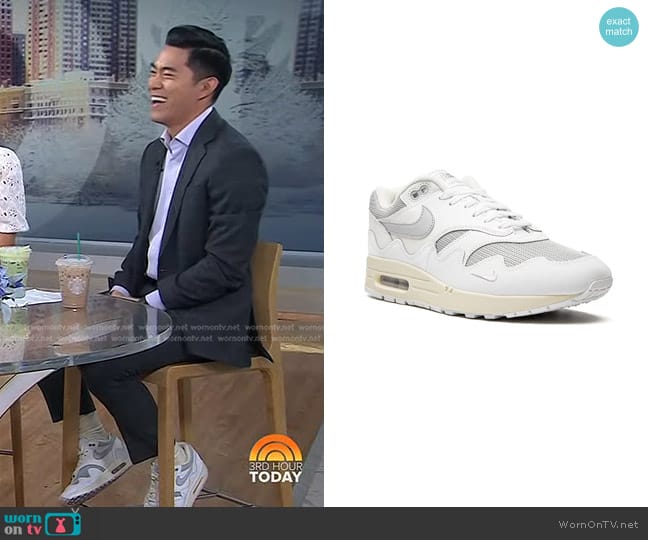 Nike x Patta Air Max 1 Waves White Sneakers worn by Brian Cheung on Today