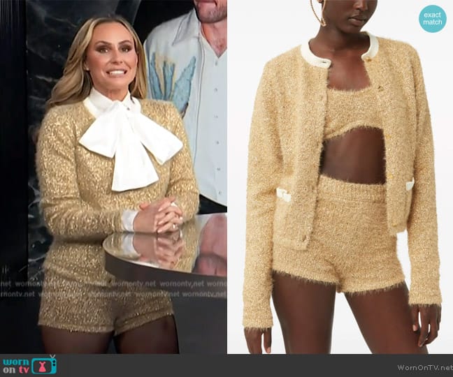 Nina Ricci Tweed crew-neck cardigan worn by Keltie Knight on E! News