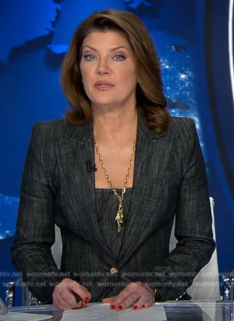 Norah’s black blazer and top on CBS Evening News