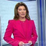 Norah’s pink peak lapel blazer on CBS Evening News