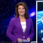 Norah's purple blazer and pants on CBS Evening News