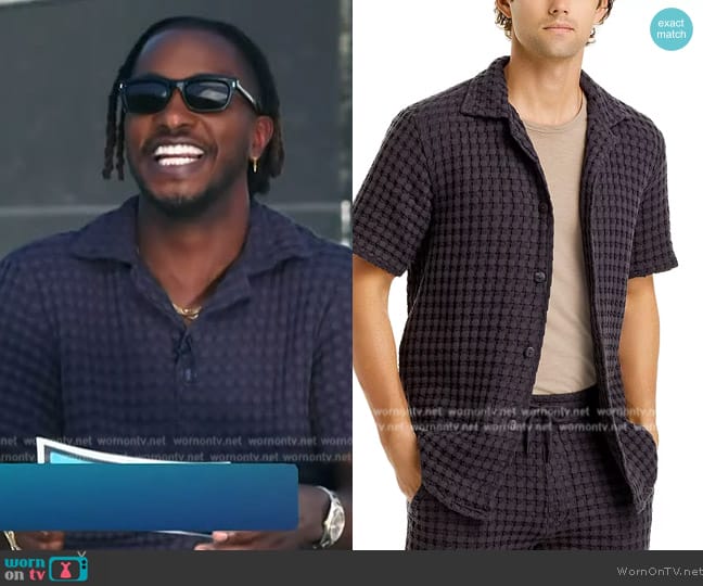 OAS Cuba Cotton Waffle Regular Fit Button Down Camp Shirt worn by Scott Evans on Access Hollywood