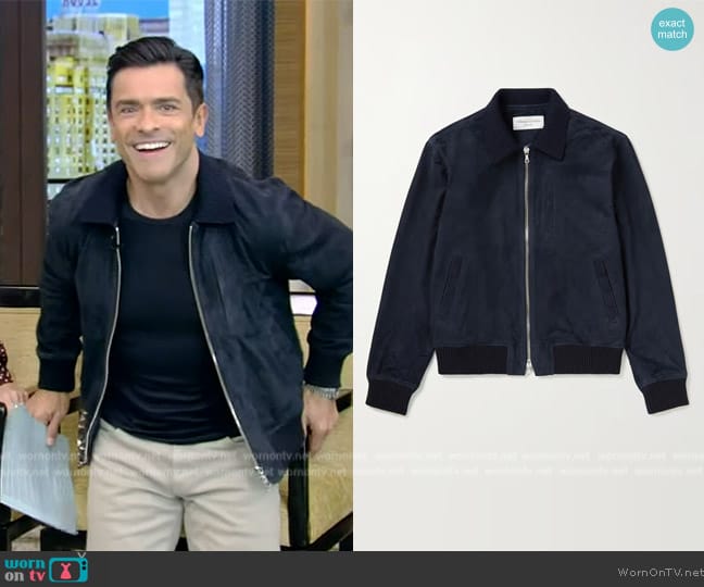 Officine Generale Mathieu Suede Jacket worn by Mark Consuelos on Live with Kelly and Mark