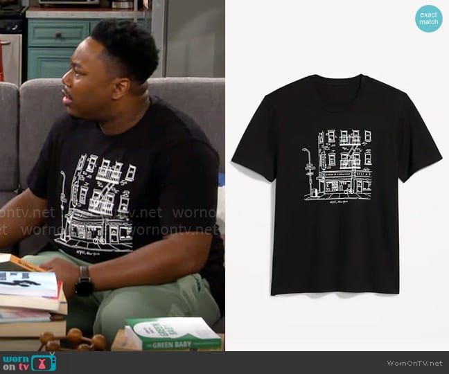 Old Navy Soft Washed Graphic Tee worn by Marty (Marcel Spears) on The Neighborhood