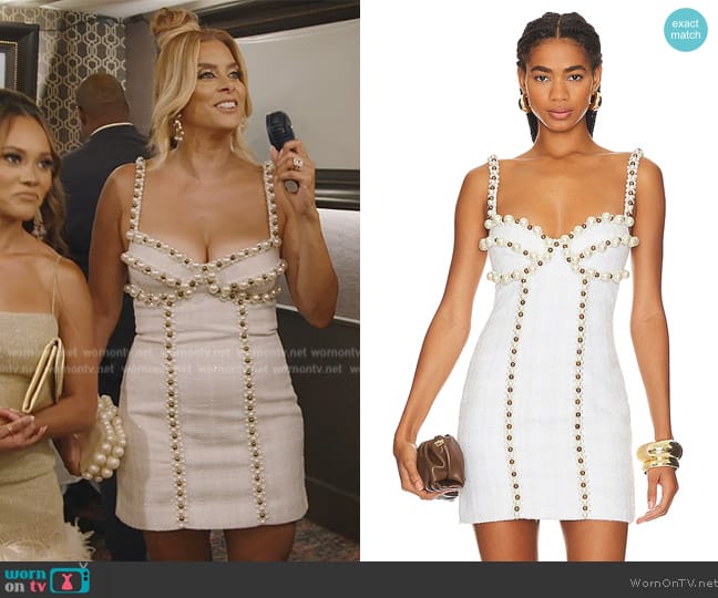 Patbo Pearl Beaded Mini Dress worn by Robyn Dixon on The Real Housewives of Potomac