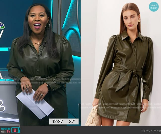 Peter Som Collective Leather Shirt Dress worn by Kay Angrum on NBC News Daily