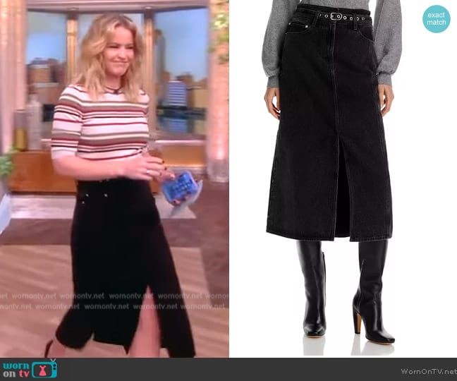 3.1 Phillip Lim Denim A Line Midi Skirt worn by Sara Haines on The View