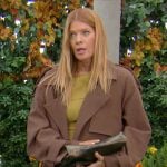 Phyllis’ brown oversized trench coat on The Young and the Restless