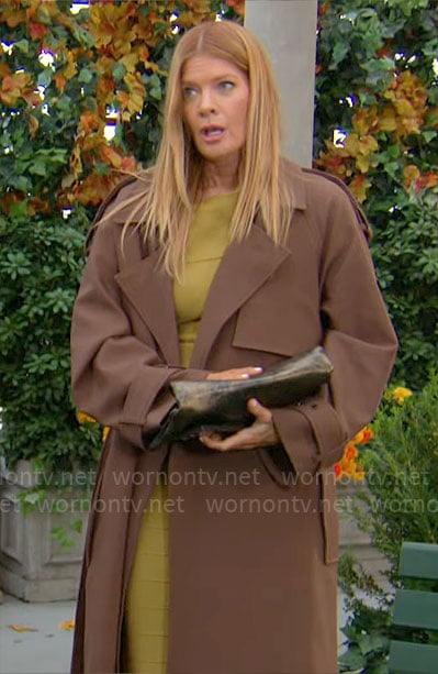 Phyllis' brown oversized trench coat on The Young and the Restless