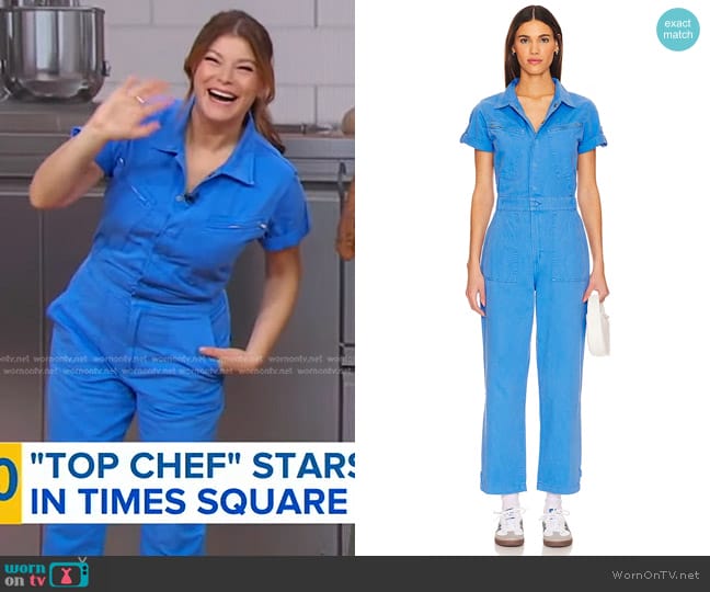 Pistola Campbell Aviator Flight Suit in Blue Belle worn by Gail Simmons on Good Morning America