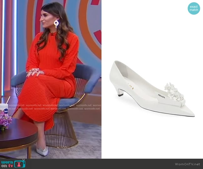 Prada Bunny Flora Kitten Heel Pointed Toe Pump worn by Haley Sacks on Good Morning America