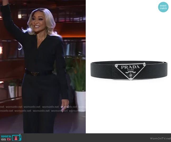 Prada Logo-plaque textured belt worn by Karen Huger on The Kelly Clarkson Show