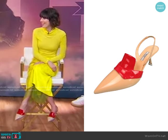 Prada Pointed Toe Slingback Pumps worn by Rebecca Hall on Good Morning America