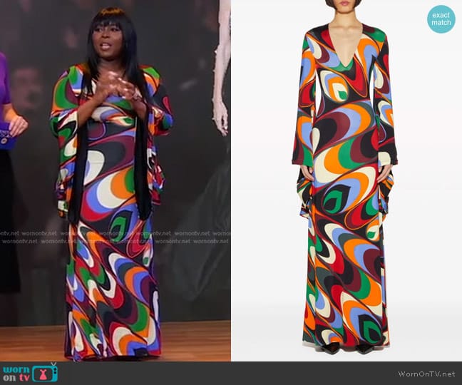 Pucci Onde-Print Jersey Maxi Dress worn by Ade Samuel on Good Morning America